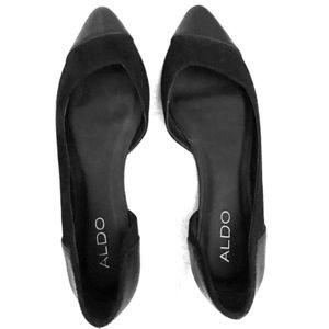Aldo black suede and faux snake skin flats. Size 9